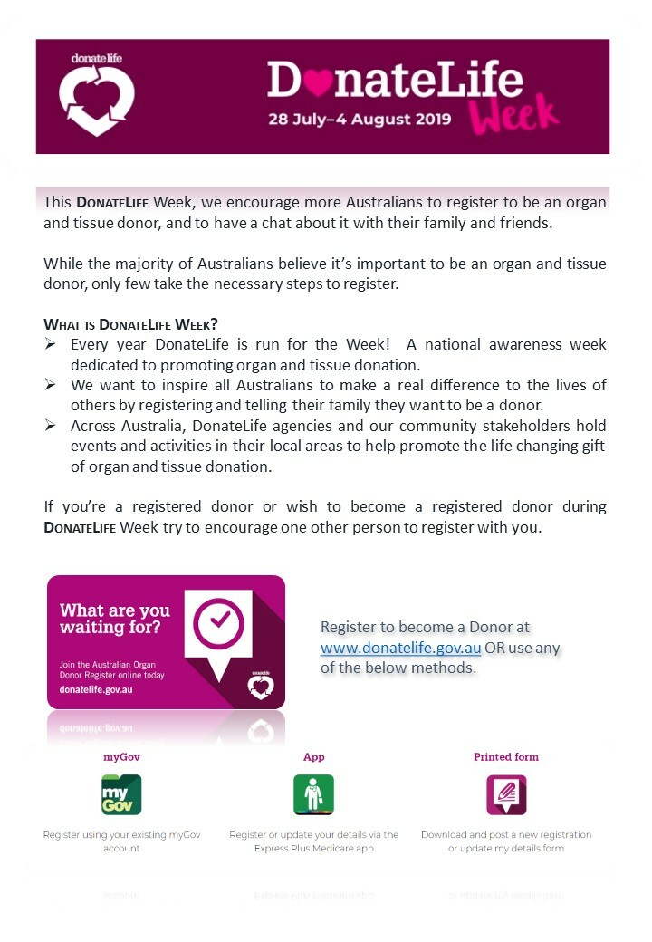 DonateLife Week ~ 28 July to 4 August